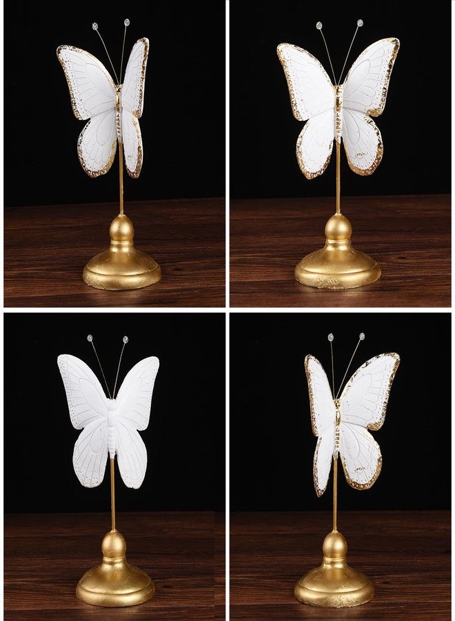 BRABUD Resin Butterfly Statue Gold & White Modern Home Bedroom Desk Shelf Decor Wedding Gifts Collection 9.1''(H) TQSHBS32 - Image 5